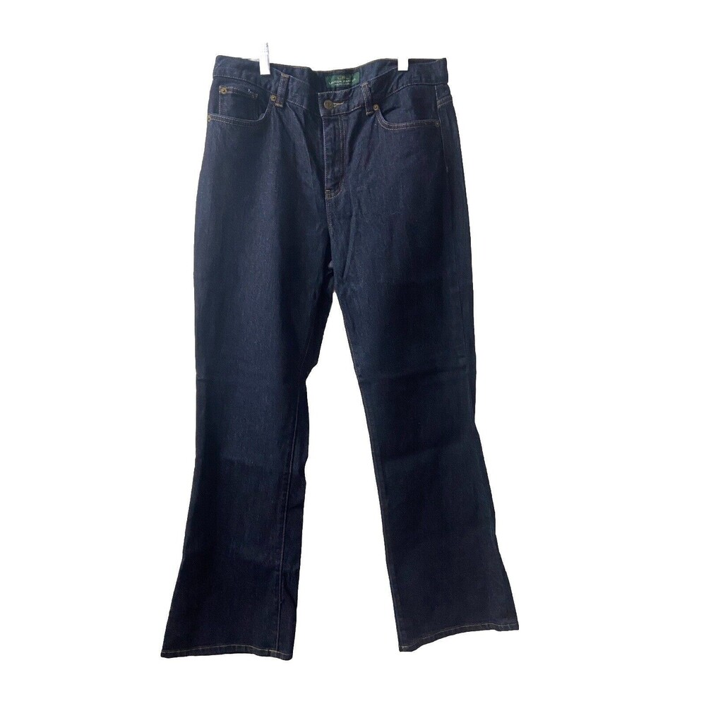 LRL Ralph Lauren Jeans Womens 10 Blue Denim Cotton Boot Cut Dark Wash High Rise
